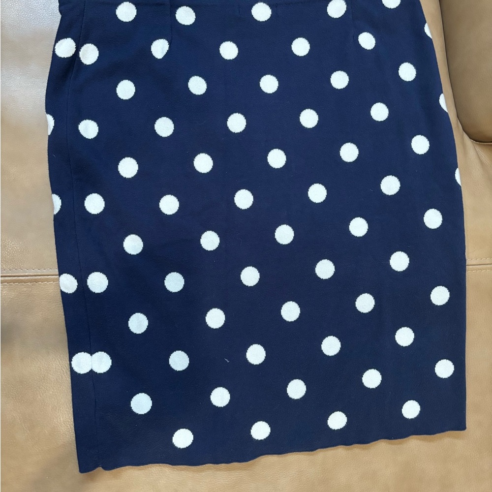 Chaps Navy and White Polka Dot Pencil Skirt - Picture 3 of 6
